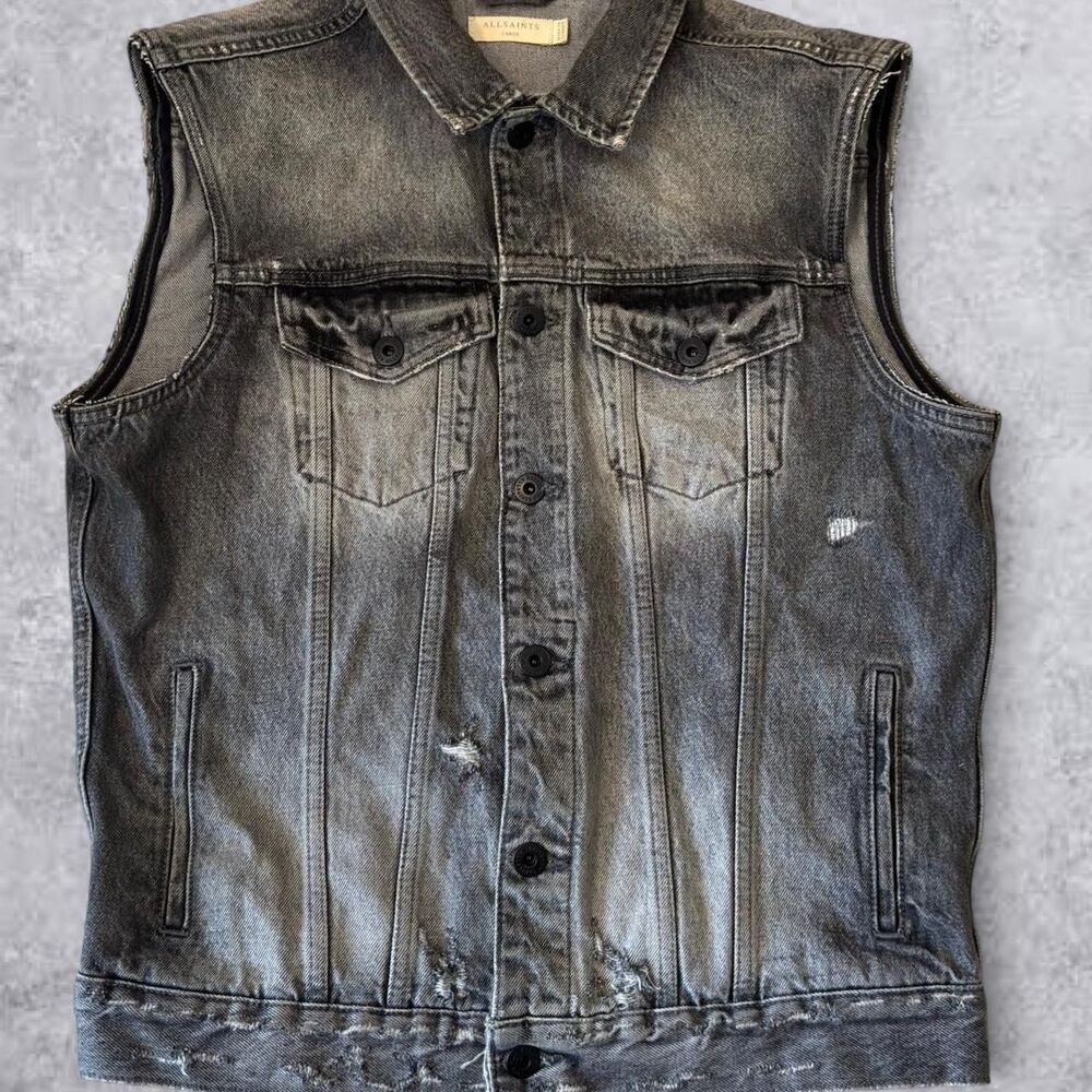 Allsaints Men's Black and Grey Gilet